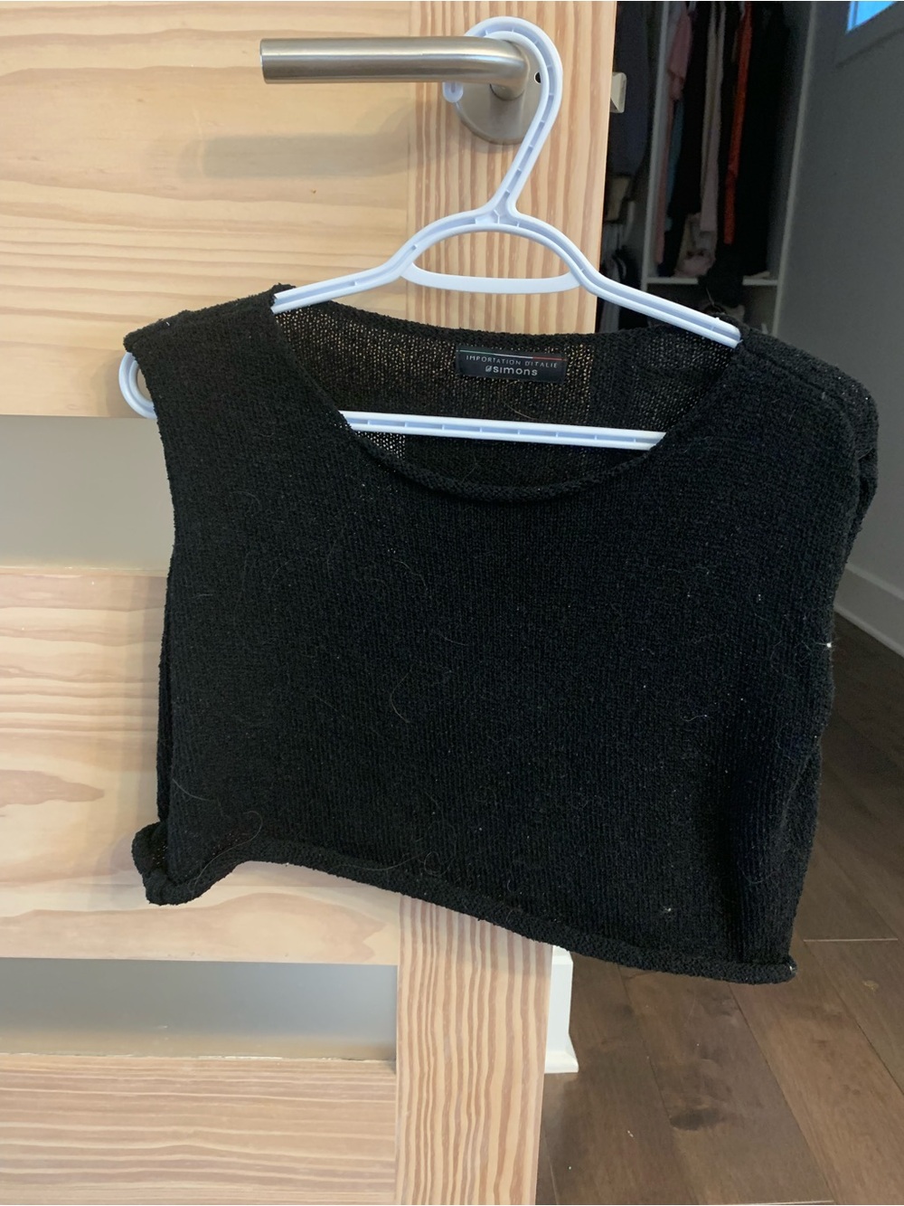 Simons Black Knit Crop Tank Top - medium